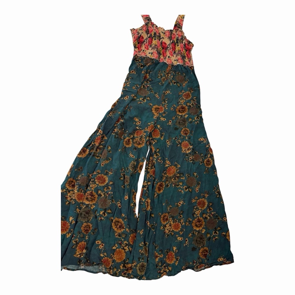 Natural Life Sedona Wide Leg Jumpsuit Size XL Floral Boho Rayon Palazzo Romper